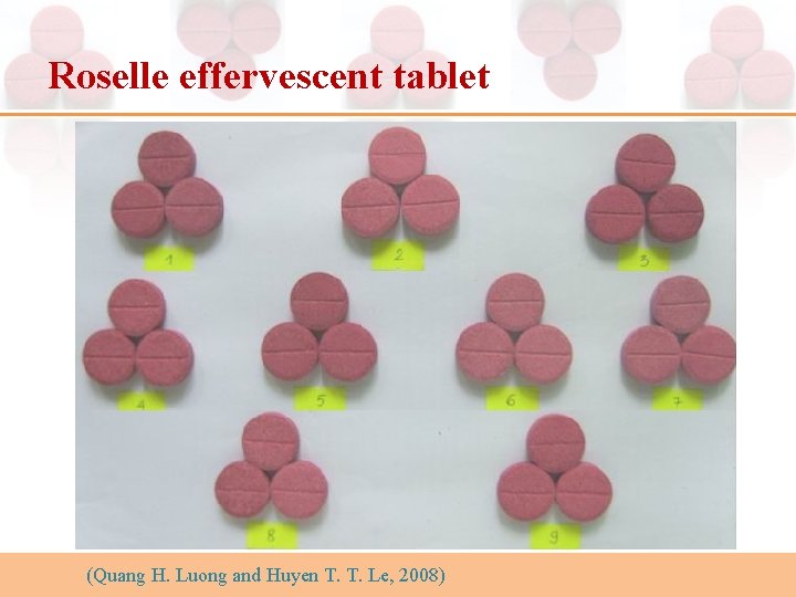Roselle effervescent tablet (Quang H. Luong and Huyen T. T. Le, 2008) 