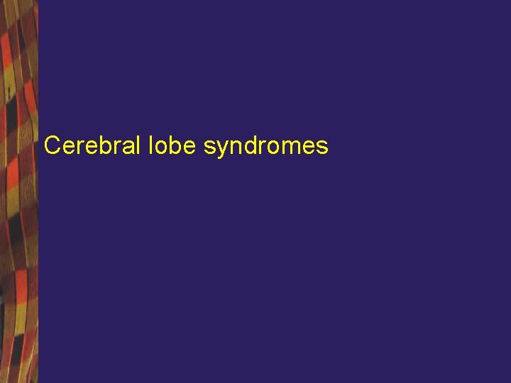 Cerebral lobe syndromes 