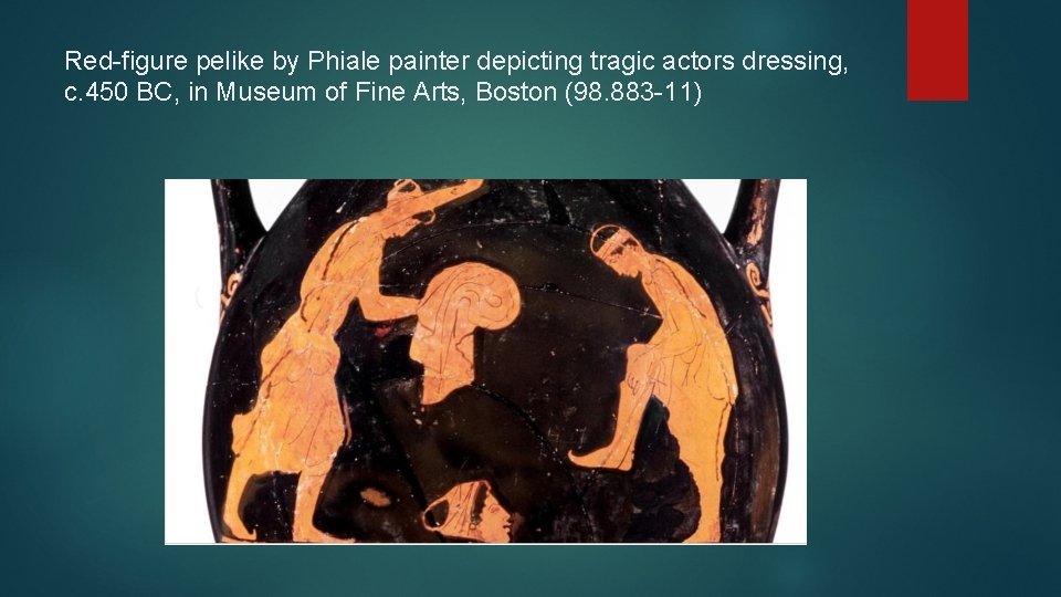 Red-figure pelike by Phiale painter depicting tragic actors dressing, c. 450 BC, in Museum