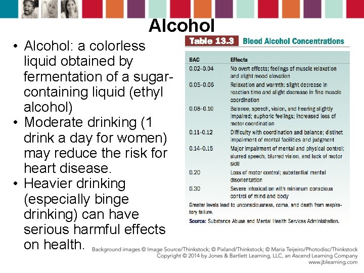 Alcohol • Alcohol: a colorless liquid obtained by fermentation of a sugarcontaining liquid (ethyl