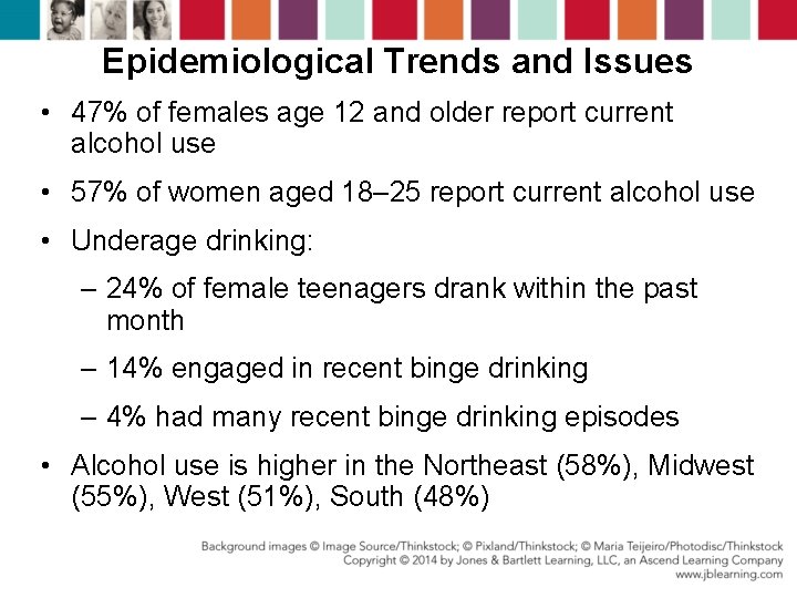 Epidemiological Trends and Issues • 47% of females age 12 and older report current