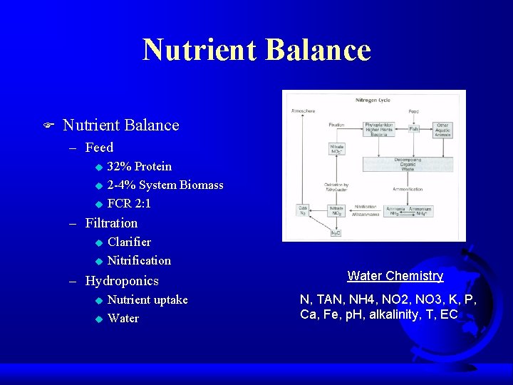 Nutrient Balance F Nutrient Balance – Feed u u u 32% Protein 2 -4%
