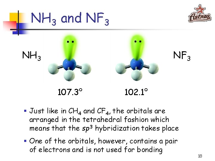 NH 3 and NF 3 NH 3 NF 3 107. 3° 102. 1° §