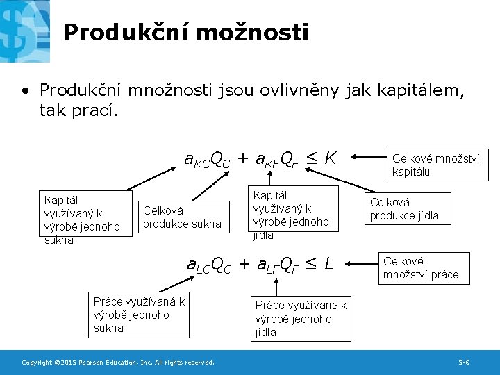 Produkční možnosti • Produkční množnosti jsou ovlivněny jak kapitálem, tak prací. a. KCQC +