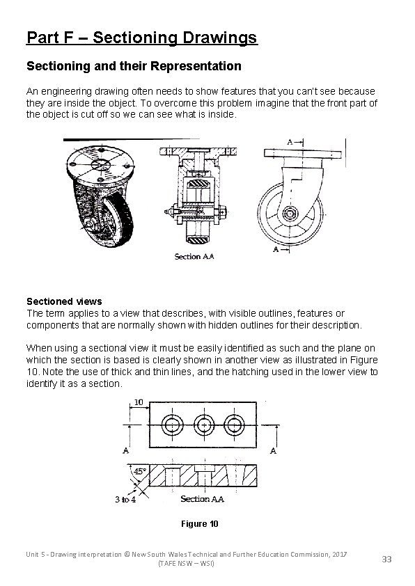 Part F – Sectioning Drawings Sectioning and their Representation An engineering drawing often needs