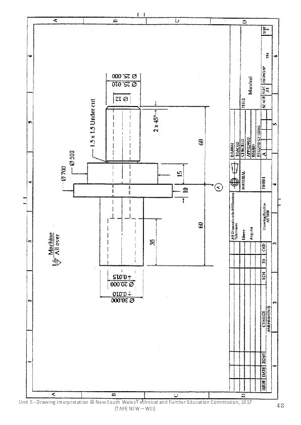 Unit 5 - Drawing interpretation © New South Wales Technical and Further Education Commission,