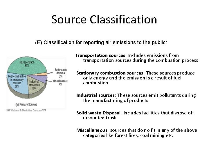 Source Classification (E) Classification for reporting air emissions to the public: Transportation sources: Includes