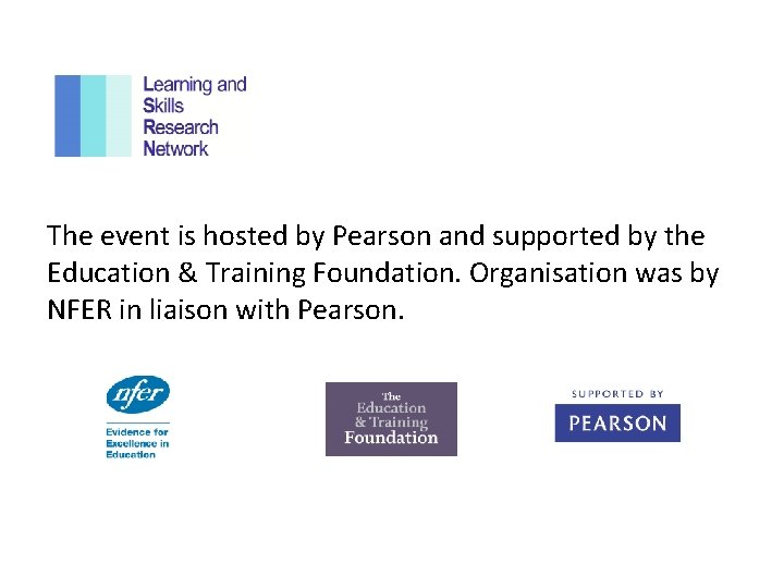 The event is hosted by Pearson and supported by the Education & Training Foundation.