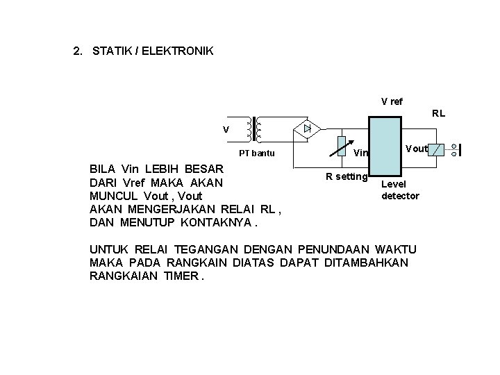 2. STATIK / ELEKTRONIK V ref RL V PT bantu BILA Vin LEBIH BESAR