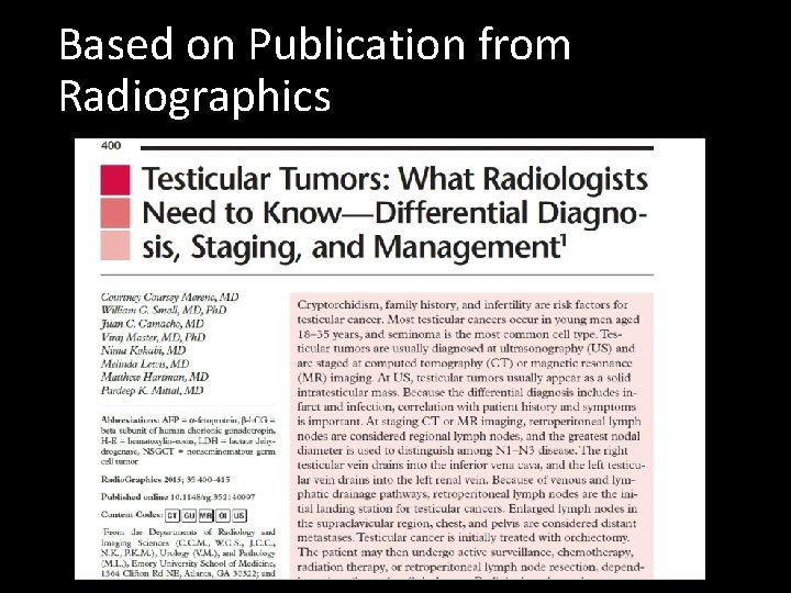 Based on Publication from Radiographics 