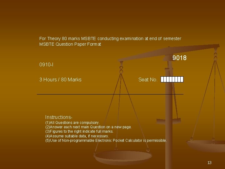 For Theory 80 marks MSBTE conducting examination at end of semester MSBTE Question Paper