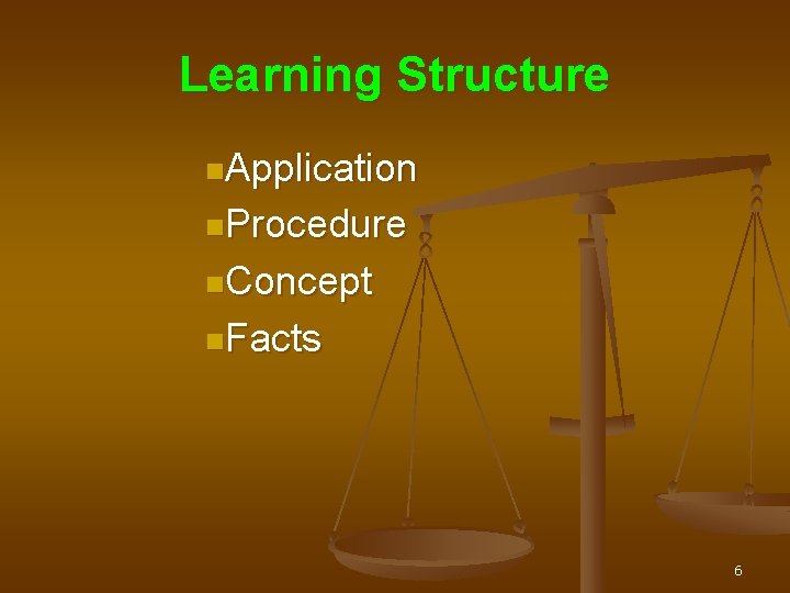 Learning Structure n. Application n. Procedure n. Concept n. Facts 6 