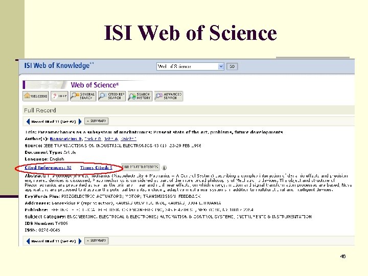 ISI Web of Science 46 