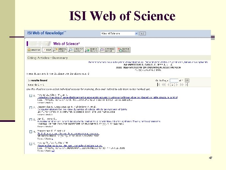 ISI Web of Science 47 