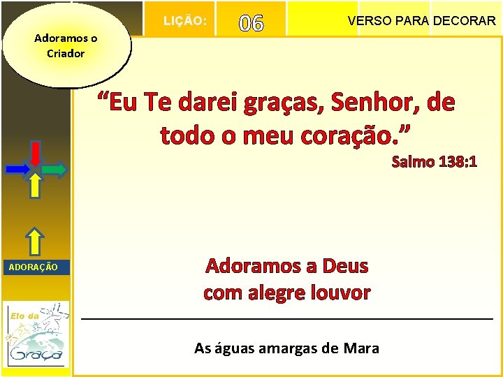 LIÇÃO: Adoramos o Criador 06 VERSO PARA DECORAR “Eu Te darei graças, Senhor, de