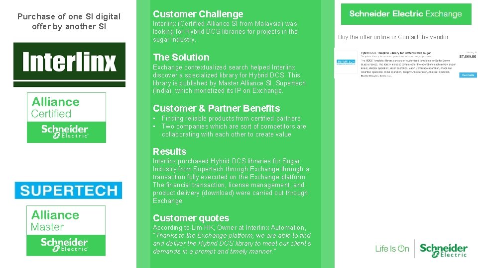 Purchase of one SI digital offer by another SI Customer Challenge Interlinx (Certified Alliance