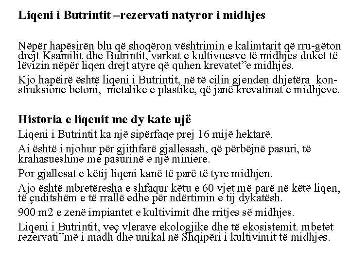 Liqeni i Butrintit –rezervati natyror i midhjes Nëpër hapësirën blu që shoqëron vështrimin e