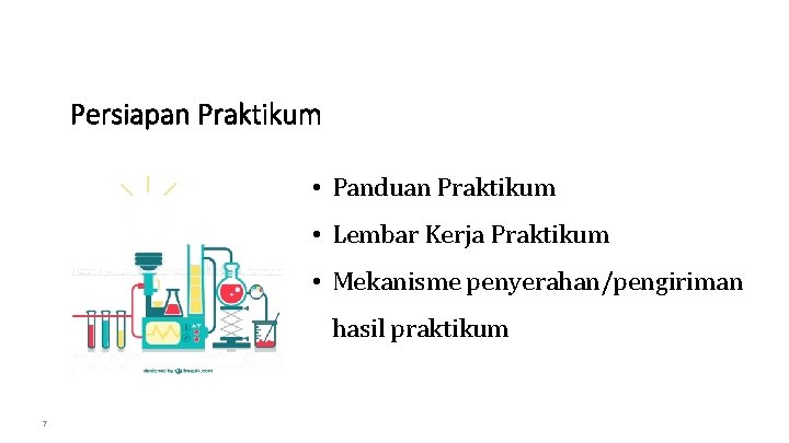 Persiapan Praktikum • Panduan Praktikum • Lembar Kerja Praktikum • Mekanisme penyerahan/pengiriman hasil praktikum