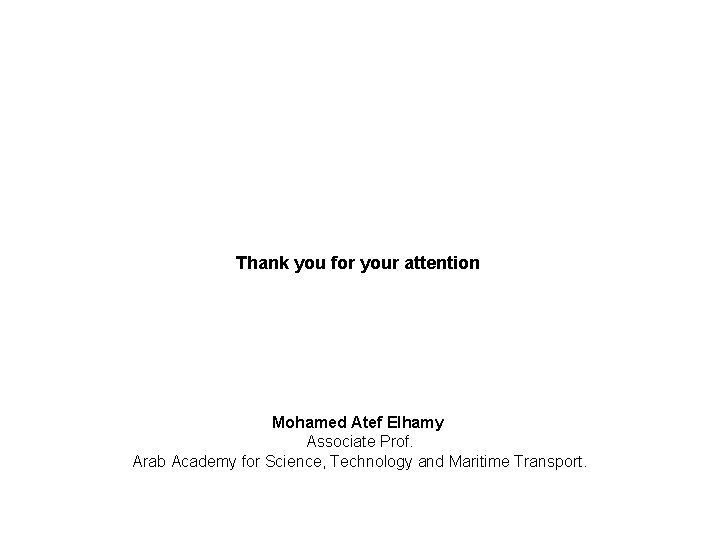 Thank you for your attention Mohamed Atef Elhamy Associate Prof. Arab Academy for Science, Thank you for your attention Mohamed Atef Elhamy Associate Prof. Arab Academy for Science,