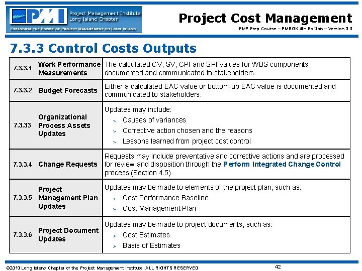 Project Cost Management PMP Prep Course – PMBOK 4 th Edition – Version 3.