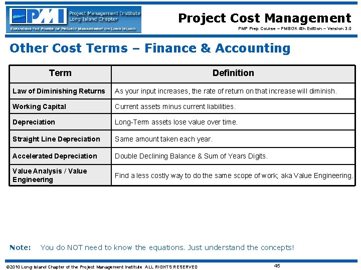 Project Cost Management PMP Prep Course – PMBOK 4 th Edition – Version 3.