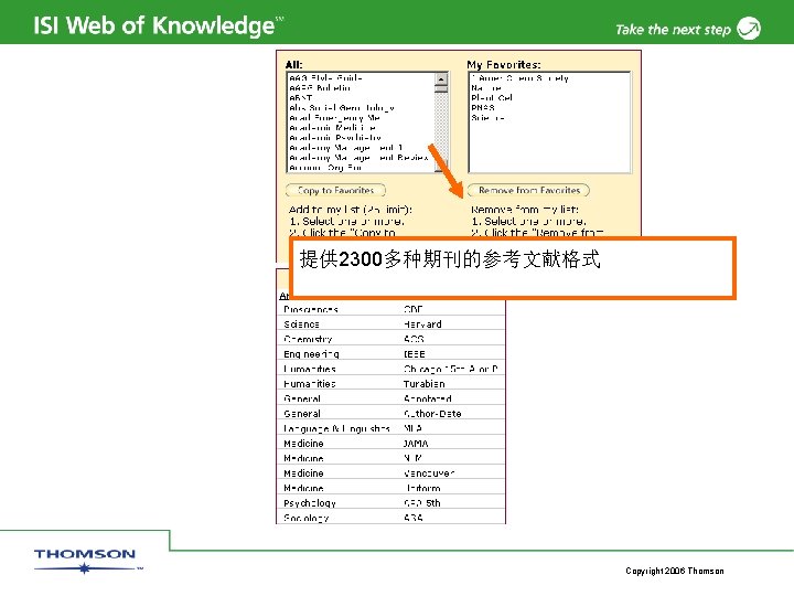 提供 2300多种期刊的参考文献格式 Copyright 2006 Thomson 