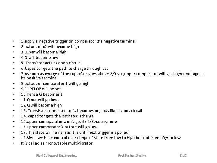  • • • • • 1. apply a negative trigger on comparator 2’s