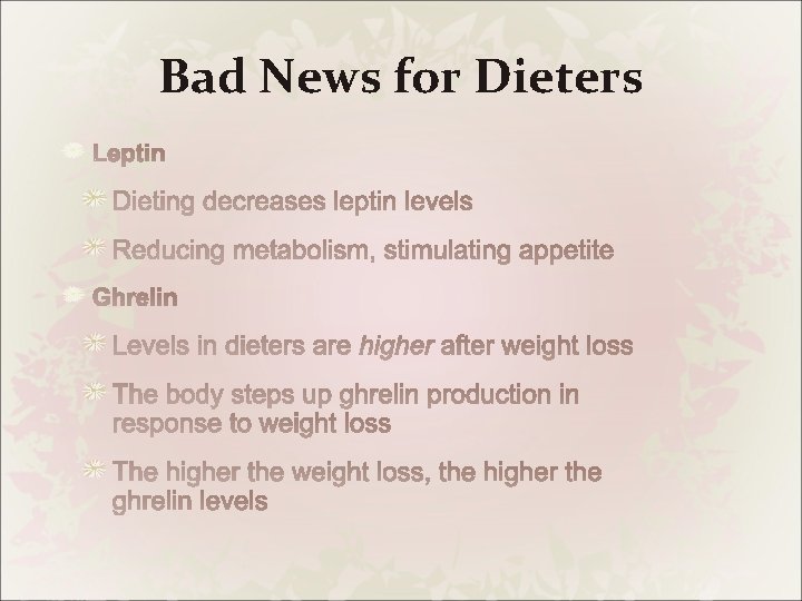 Bad News for Dieters 