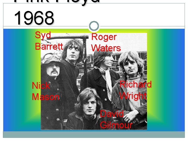 Pink Floyd 1968 Syd Barrett Nick Mason Roger Waters Richard Wright David Gilmour 