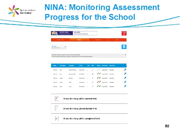 NINA: Monitoring Assessment Progress for the School 52 