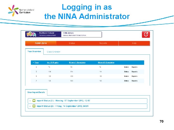 Logging in as the NINA Administrator 70 