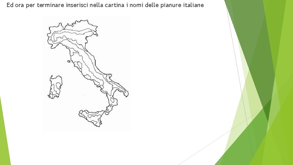 Ed ora per terminare inserisci nella cartina i nomi delle pianure italiane 