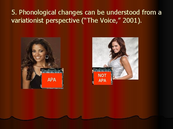 5. Phonological changes can be understood from a variationist perspective (“The Voice, ” 2001).