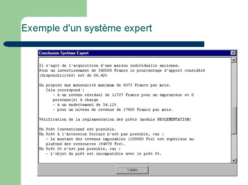Exemple d'un système expert 