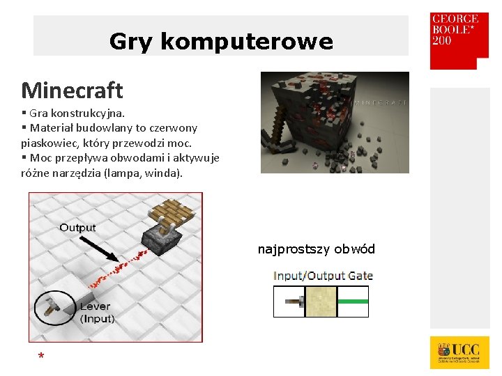 Gry komputerowe Minecraft § Gra konstrukcyjna. § Materiał budowlany to czerwony piaskowiec, który przewodzi