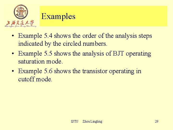 Examples • Example 5. 4 shows the order of the analysis steps indicated by Examples • Example 5. 4 shows the order of the analysis steps indicated by
