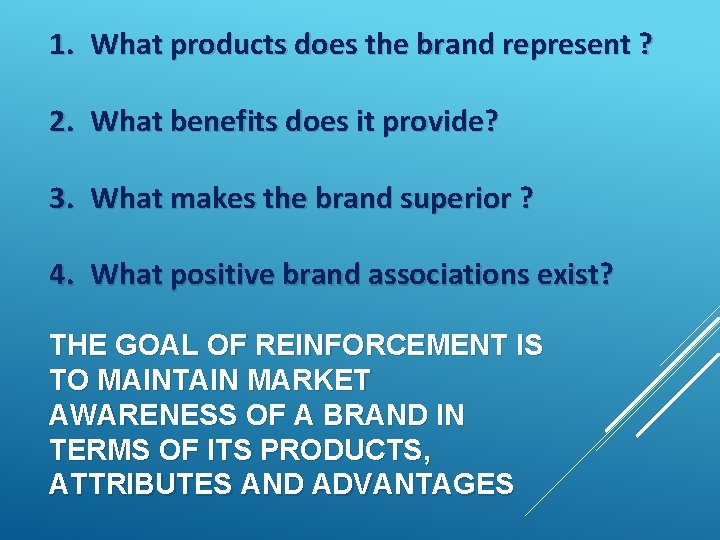 1. What products does the brand represent ? 2. What benefits does it provide?