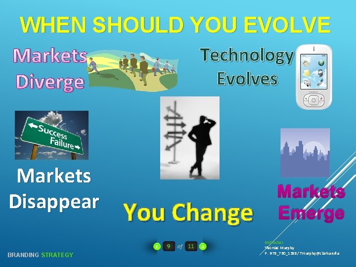 WHEN SHOULD YOU EVOLVE Technology Markets Evolves Diverge Markets Disappear You Change 9 BRANDING