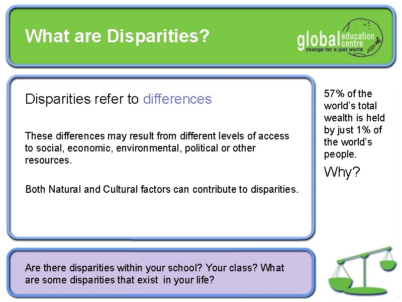 What are Disparities? Disparities refer to differences These differences may result from different levels