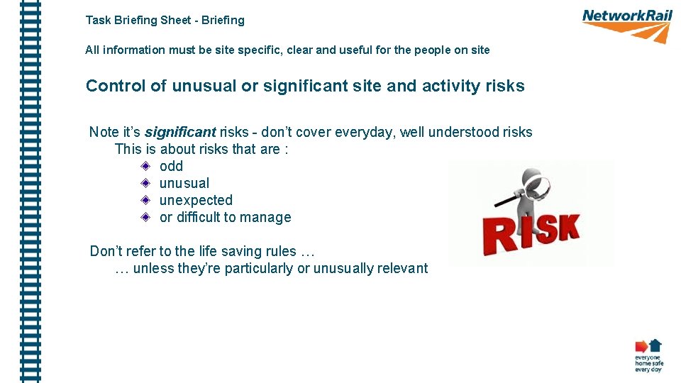 Task Briefing Sheet - Briefing All information must be site specific, clear and useful