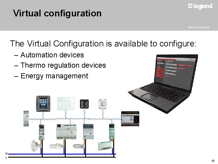 Virtual configuration WDS DIVISION The Virtual Configuration is available to configure: – Automation devices