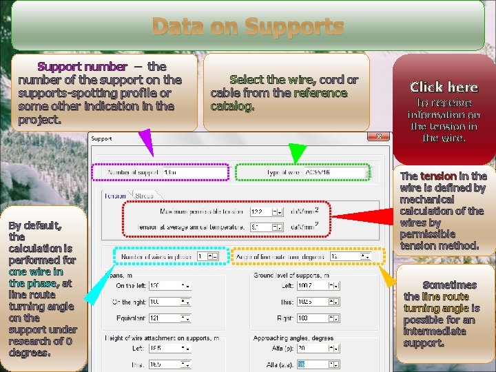 Data on Supports Support number – the number of the support on the supports-spotting