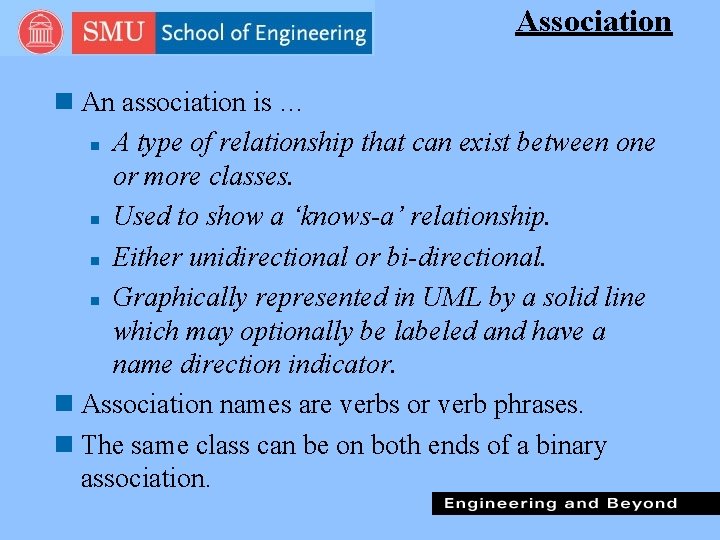Association n An association is … n A type of relationship that can exist