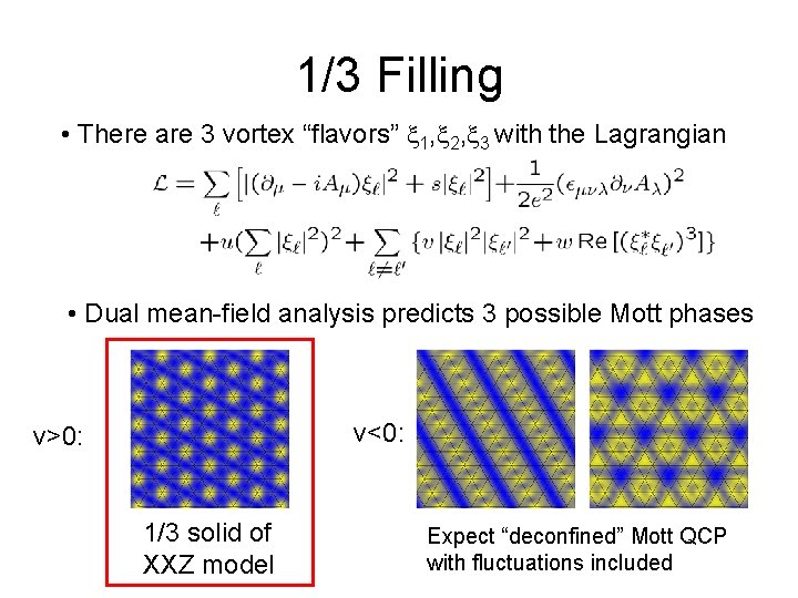 1/3 Filling • There are 3 vortex “flavors” 1, 2, 3 with the Lagrangian