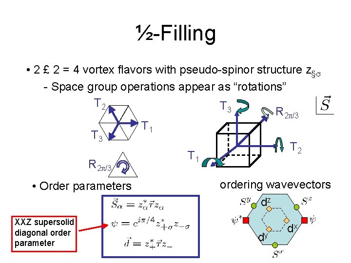 ½-Filling • 2 £ 2 = 4 vortex flavors with pseudo-spinor structure z§ -