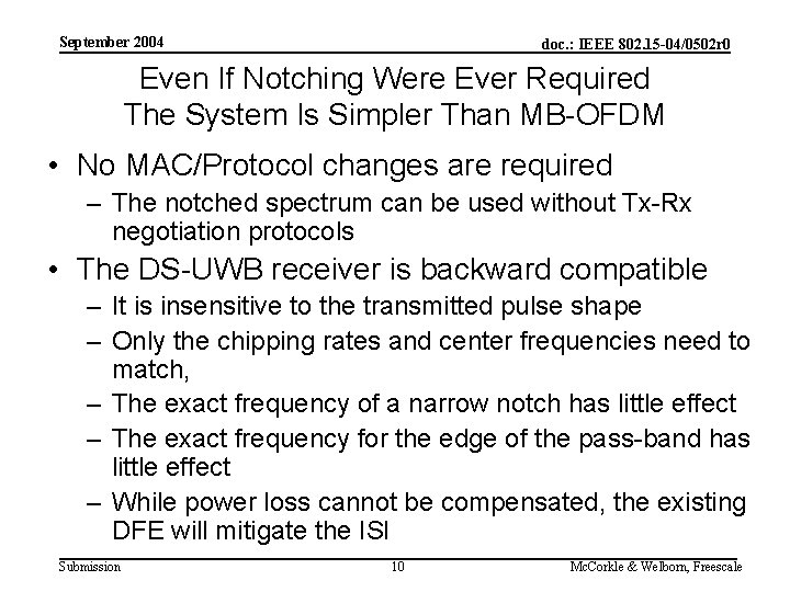 September 2004 doc. : IEEE 802. 15 -04/0502 r 0 Even If Notching Were