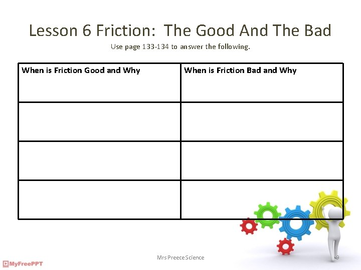 Lesson 6 Friction: The Good And The Bad Use page 133 -134 to answer