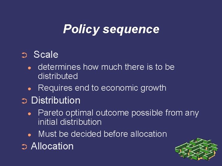 Policy sequence Scale ➲ ● ● ➲ Distribution ● ● ➲ determines how much