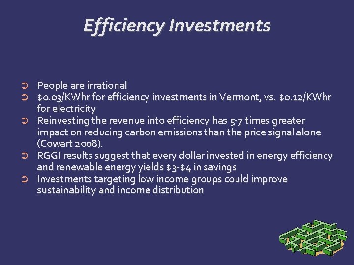 Efficiency Investments ➲ ➲ ➲ People are irrational $0. 03/KWhr for efficiency investments in