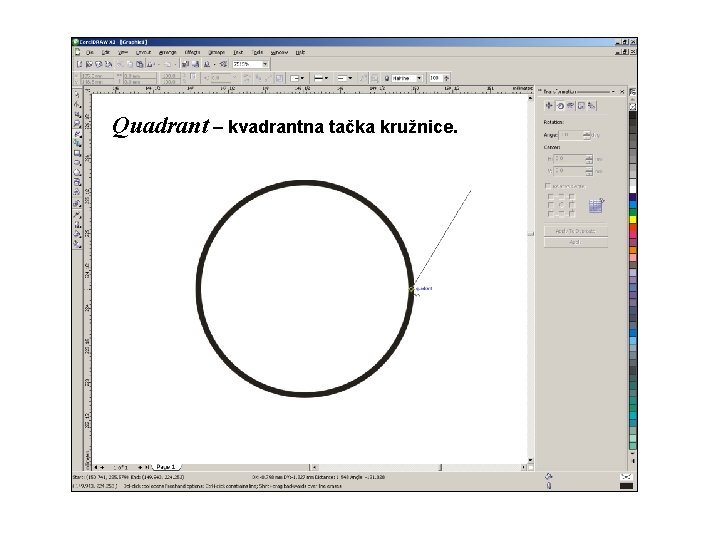 Quadrant – kvadrantna tačka kružnice. 